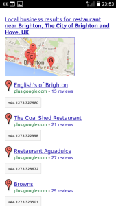 screenshot of local search result