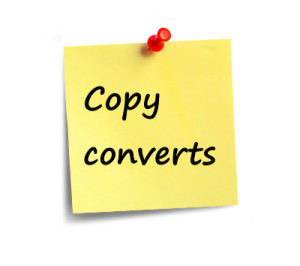 post it note reading copy converts