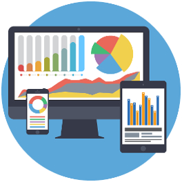 data charts on screens for infographic services